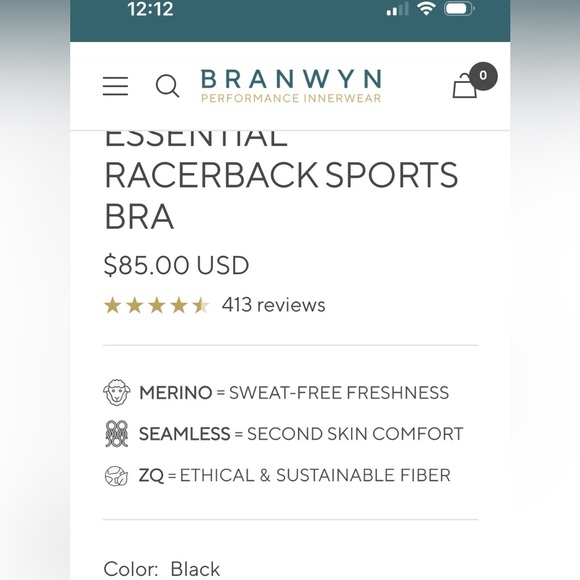 BRANWYN Merino Wool Racerback Sports Bra - Picture 5 of 5